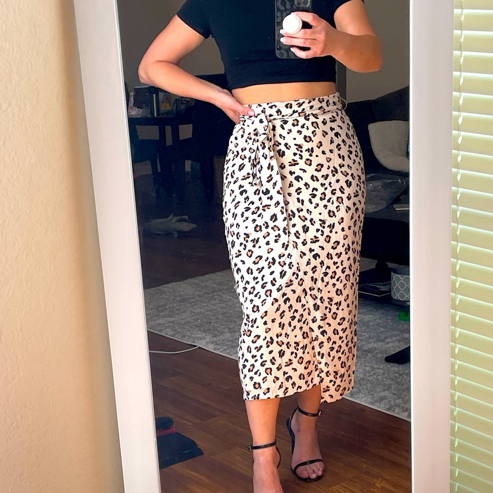 Leopard print wrap around skirt